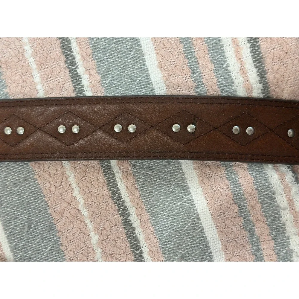 Cavendar's Genuine Leather Western Basketweave Belt Silver Concho Studded Sz 34